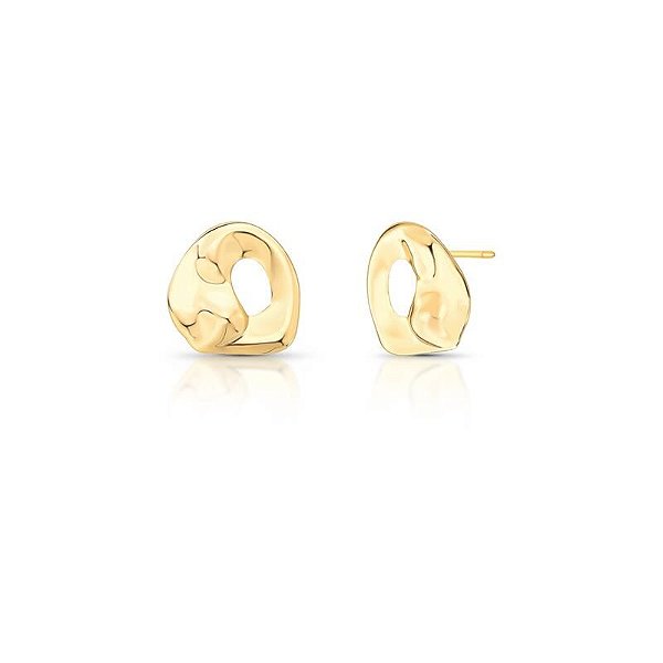 Brinco Oval Orgânico Banhado a Ouro