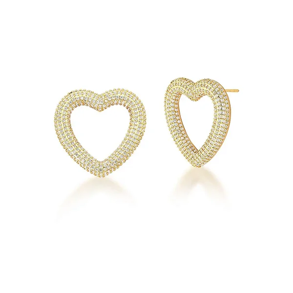 Brinco Coração Cravejado Zircônias