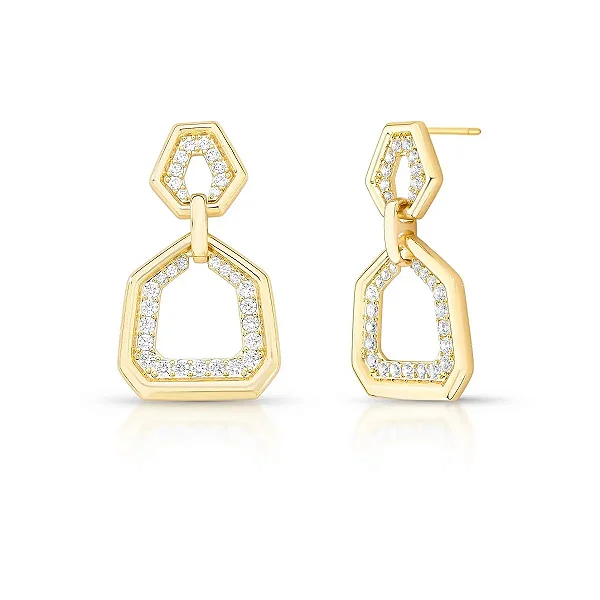 Brinco Geométrico Cristais e Zircônias