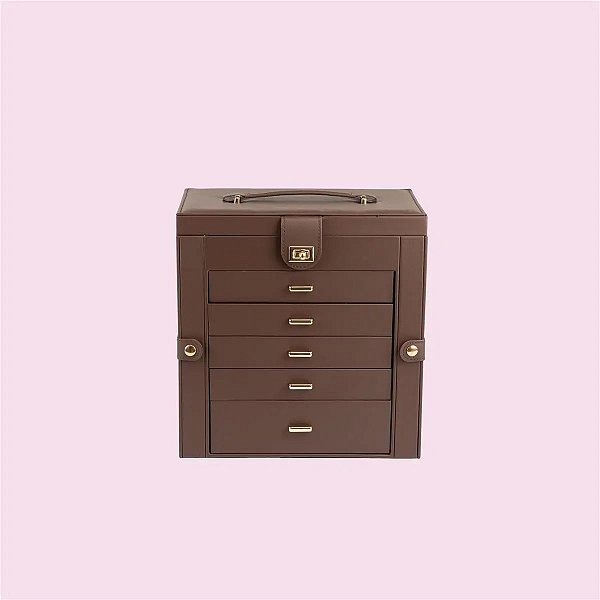 Porta-Joias Exclusive Premium 5 Bandejas Marrom