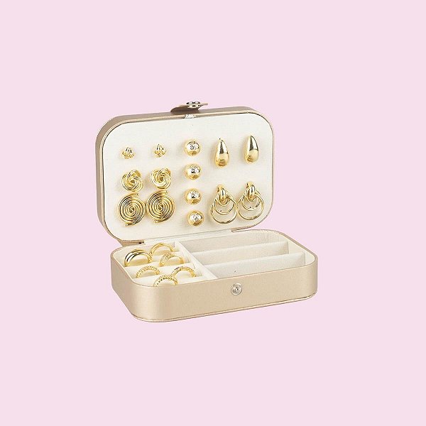 Estojo Porta Joias Exclusive Dourado