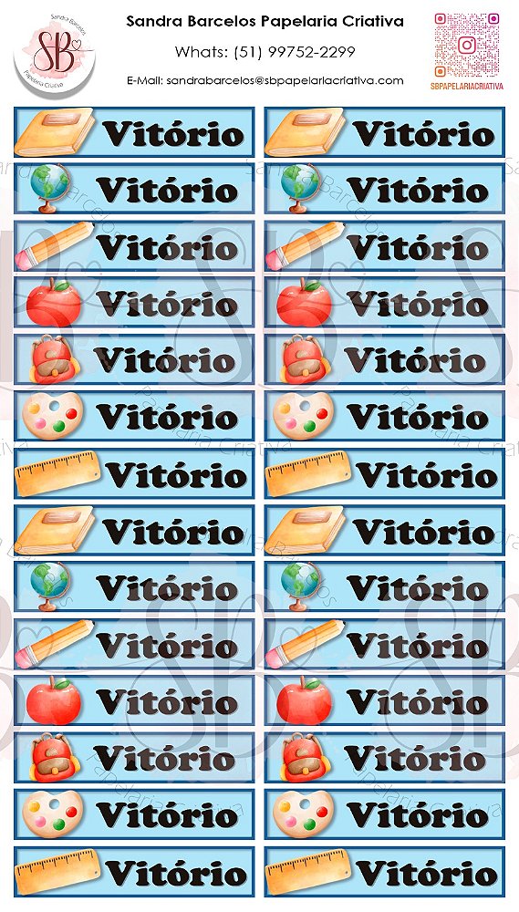 Cartela Etiqueta Adesiva Pequena