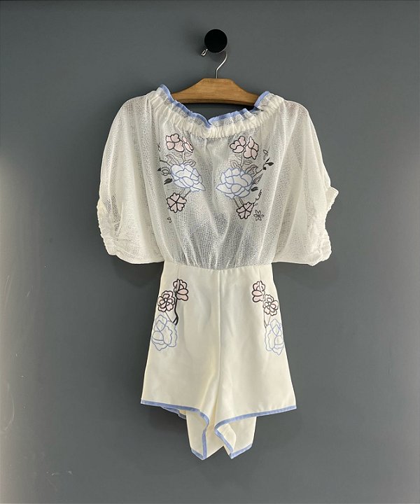 Macacão Curto Telado Farm Flores