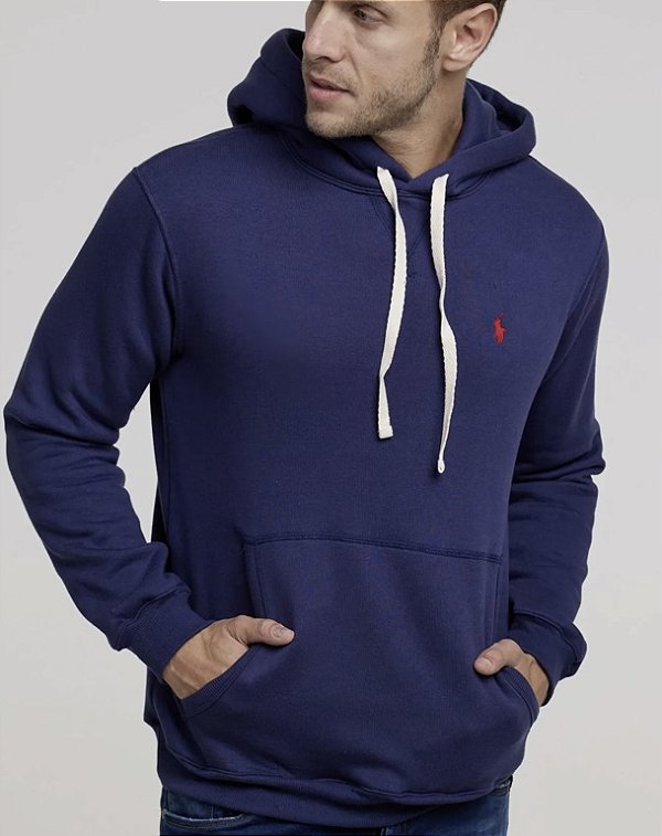 Moletom R.L Canguru Custom Fit Azul Marinho