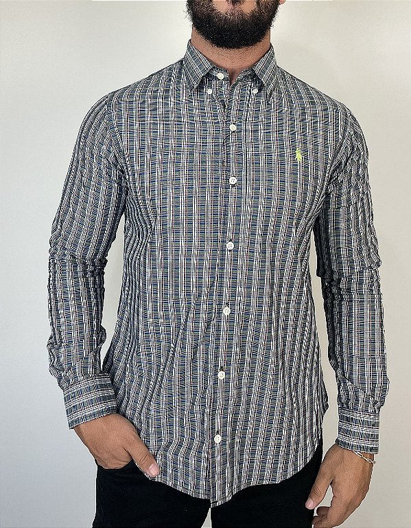 Camisa Social R.L Algodão Custom Fit Xadrez Verde