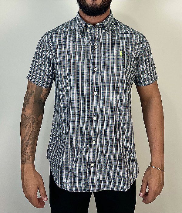 Camisa Social R.L Algodão Custom Fit Xadrez Verde