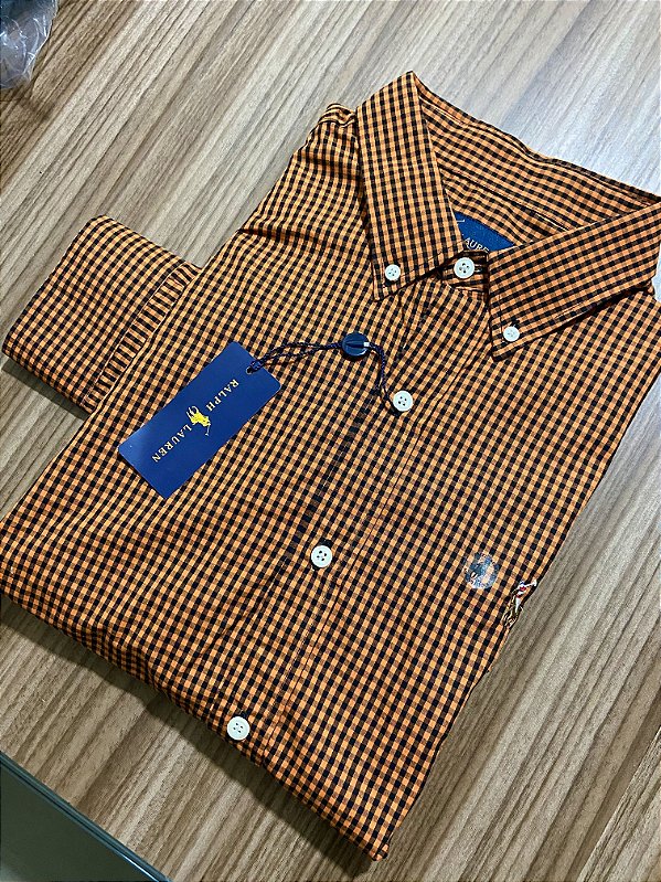 Camisa Social R.L Algodão Custom Fit Micro Xadrez Marrom