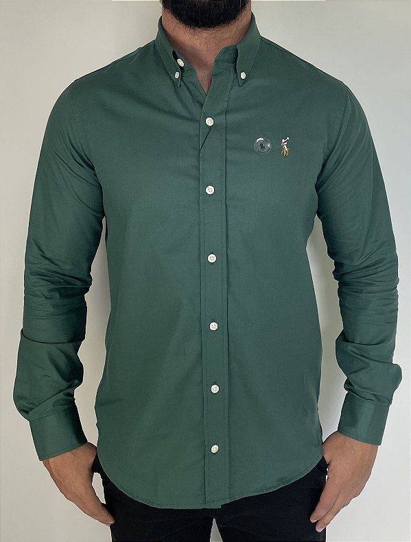 Camisa Social R.L Oxford Custom Fit  Verde