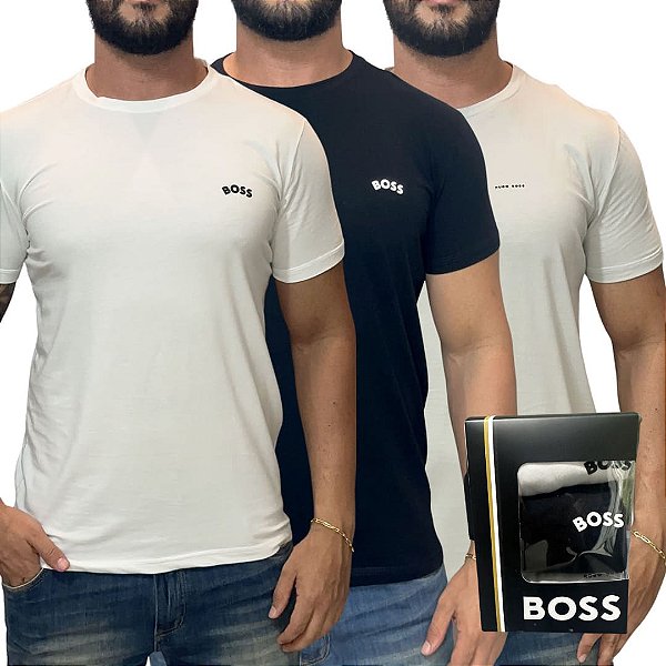 Kit 03 Camisetas Basicas Hugo Boss MBessa