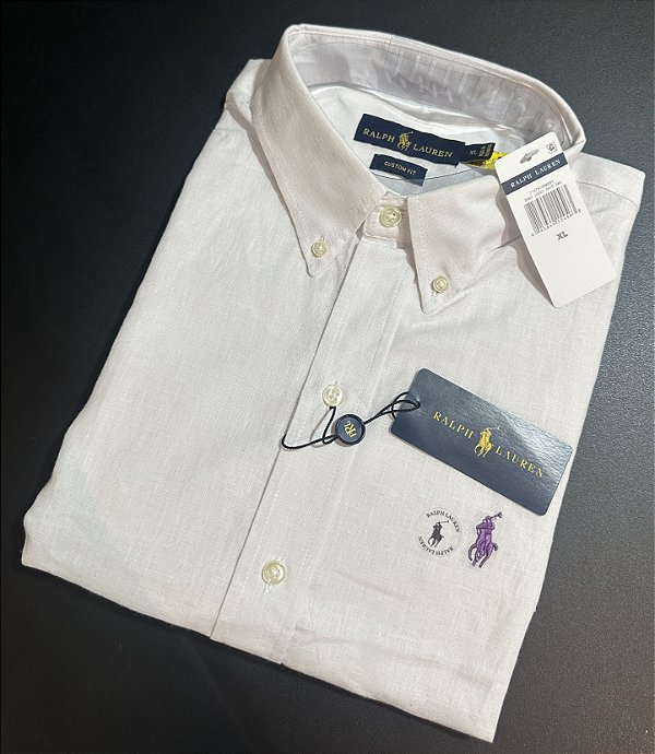 Camisa Social R.L Linho Custom Fit Branca