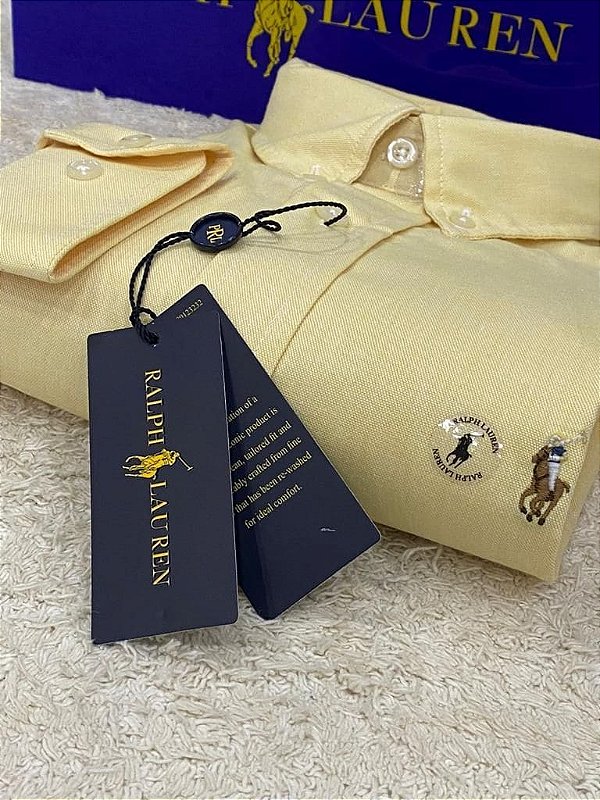Camisa Social R.L Oxford Custom Fit Amarela