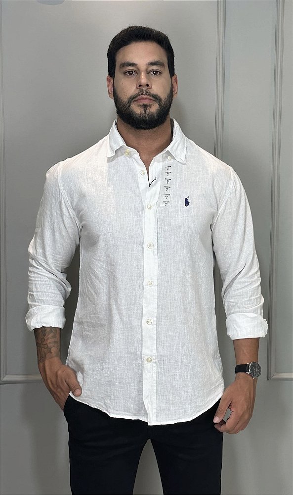 Camisa Social R.L Linho Custom Fit Branco
