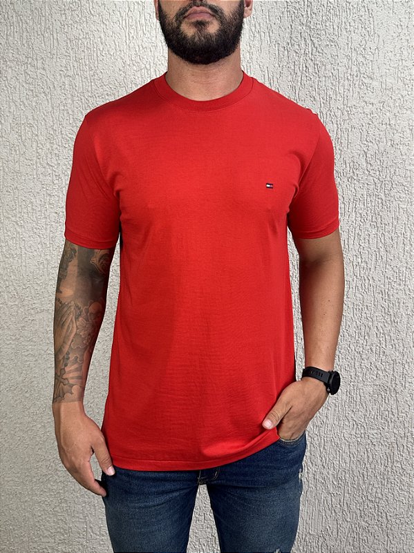 Camiseta Básica Tommy Hilfiger cor vermelha