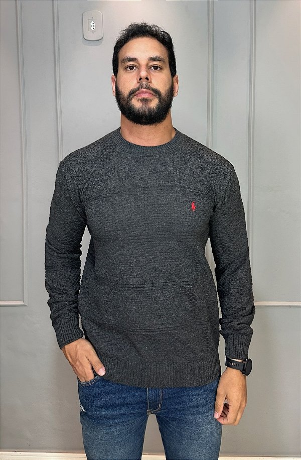 Suéter Tricot Ralph Lauren Cinza Chumbo
