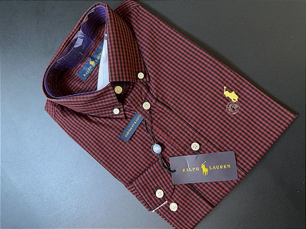 Camisa Social R.L Algodão Custom Fit Micro Xadrez