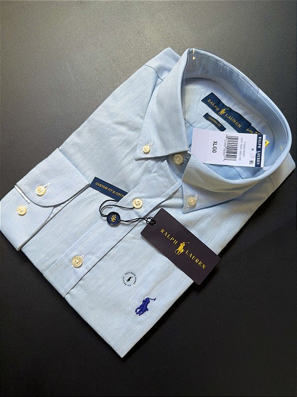Camisa Social R.L Oxford Custom Fit Azul claro