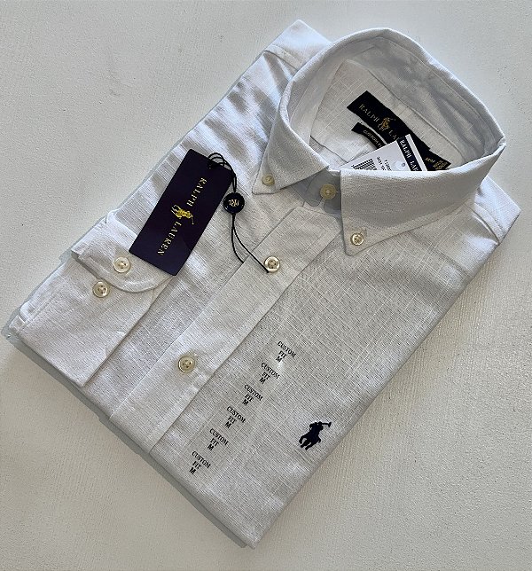 Camisa Social R.L Linho Custom Fit Branco