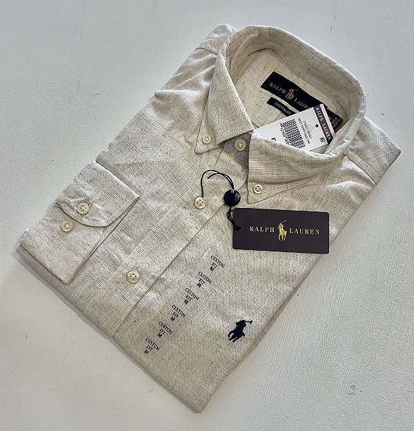 Camisa Social R.L Linho Custom Fit Palha