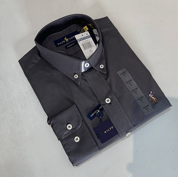 Camisa Social R.L Oxford Custom Chumbo