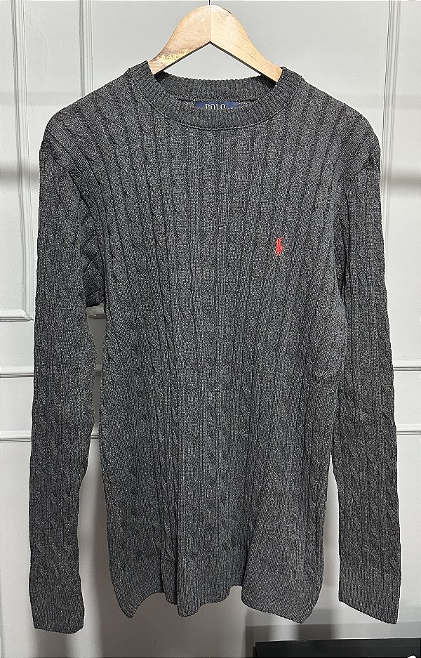 Suéter Tricot Ralph Lauren Cinza Chumbo