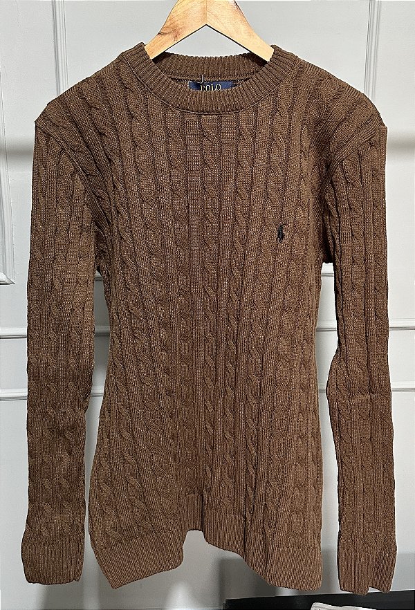 Suéter Tricot Ralph Lauren cor Marrom Escuro