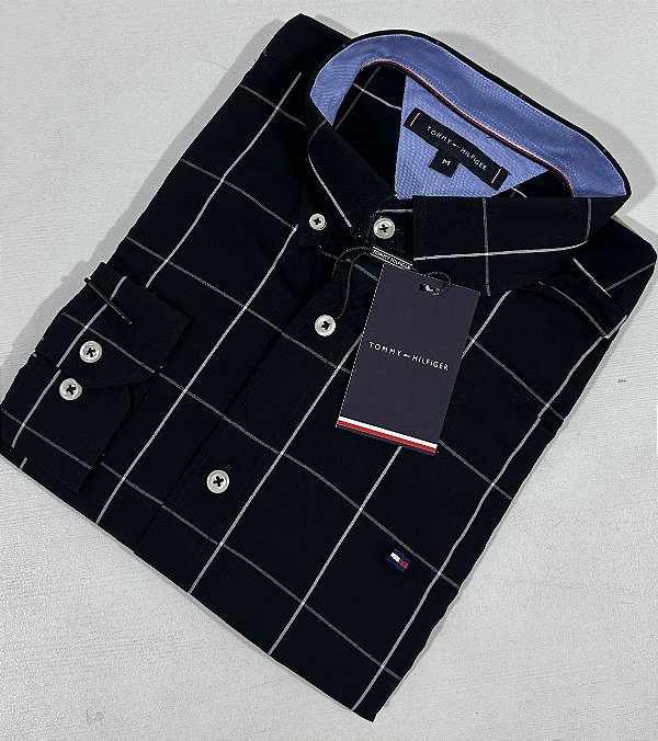 Camisa Social TH Algodão Xadrez Preto