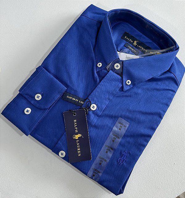 Camisa Social R.L Oxford Custom Fit Azul