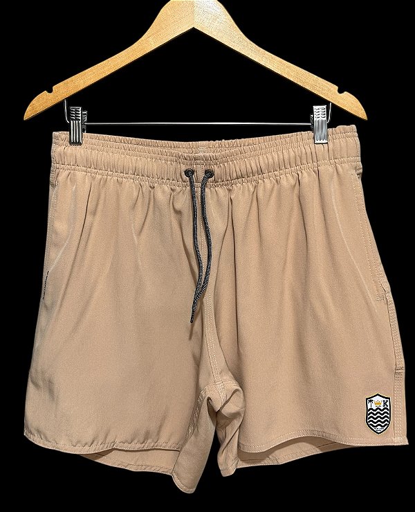 Short Beach Elastano Marrom Claro