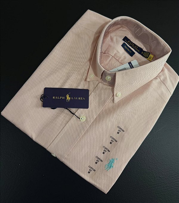 Camisa Social R.L Oxford Custom Fit Salmão