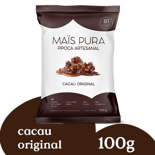 Pipoca Artesanal Mais Pura Cacau Original 100g (16 unidades)