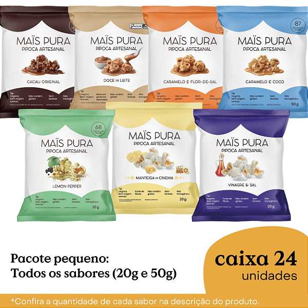 Caixa Sortida Pipocas Pequenas 20g e 50g ( 24 unidades )