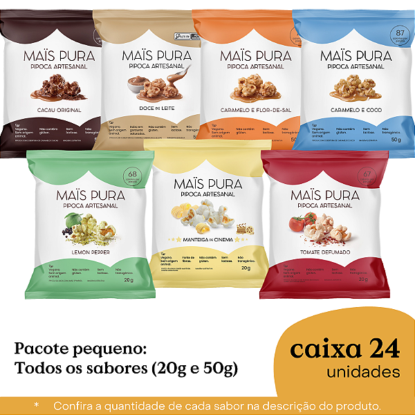 Caixa Sortida Pipocas Pequenas  20g e 50g ( 24 unidades )