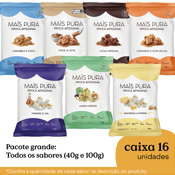 Caixa Sortida Pipocas Grandes 40g e 100g ( 16 unidades )