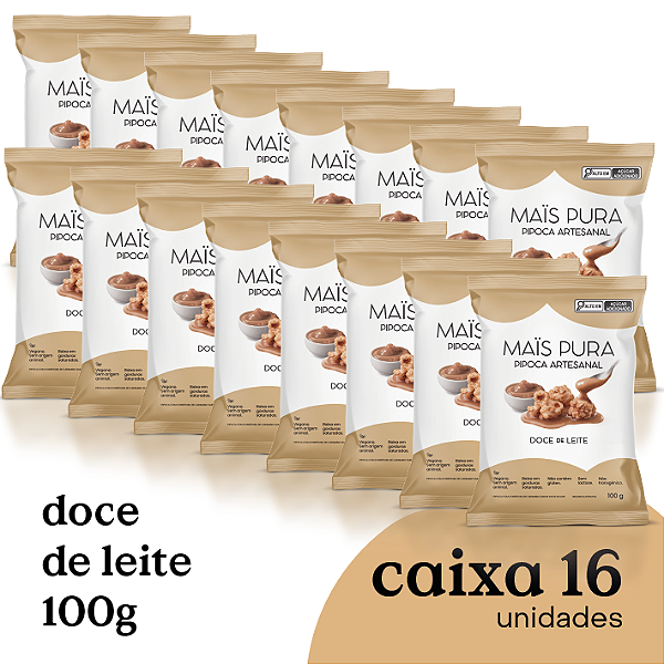 Pipoca Artesanal Mais Pura Doce de Leite 100g (16 unidades)