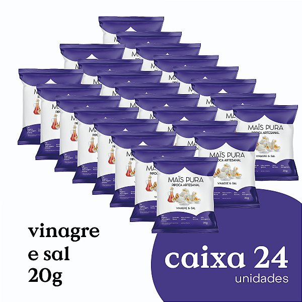 Pipoca Artesanal Mais Pura Vinagre e Sal 20g (24 unidades)