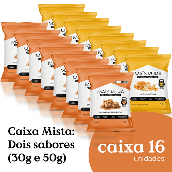 Caixa com 2 sabores de Pipocas PRO 30g e 50g ( 16 unidades )