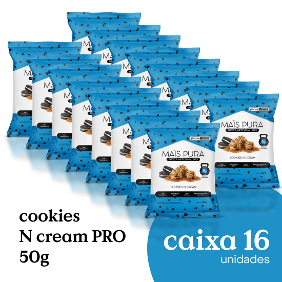 Pipoca Artesanal Maïs Pura PRO Cookies N Cream 50g (16 unidades)