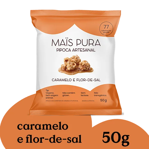 Pipoca Artesanal Mais Pura Caramelo e Flor-de-Sal 50g - Unidade