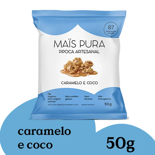 Pipoca Artesanal Mais Pura Caramelo e Coco 50g - Unidade