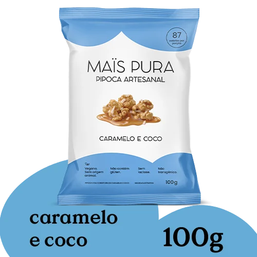 Pipoca Artesanal Mais Pura Caramelo e Coco 100g - Unidade