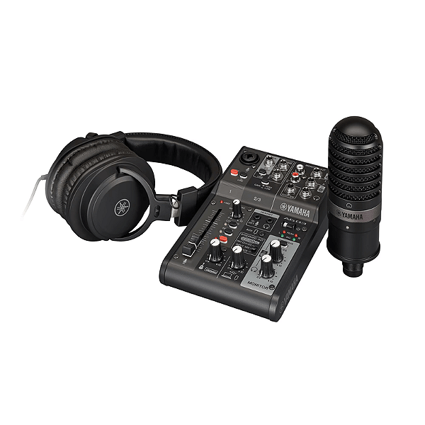 Kit de Live Streaming AG03MK2 B LSPK Yamaha Preto - Mesa+fone+microfone