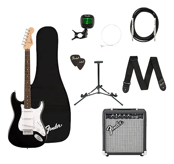 FENDER GUIT KIT SQ DEBUT SRAT BK 120V