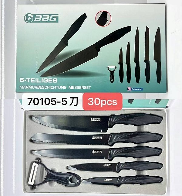 JOGO DE FACAS ULTRA CORTE 6 PEÇAS LINHA PREMIUM COLOR