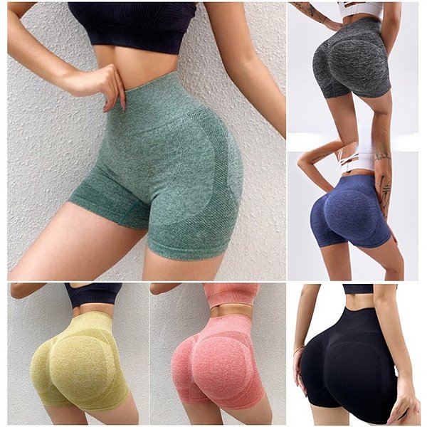 SHORT LEGGING FEMININO SUPLEX FITNESS CINTURA ALTA LEVANTA BUMBUM