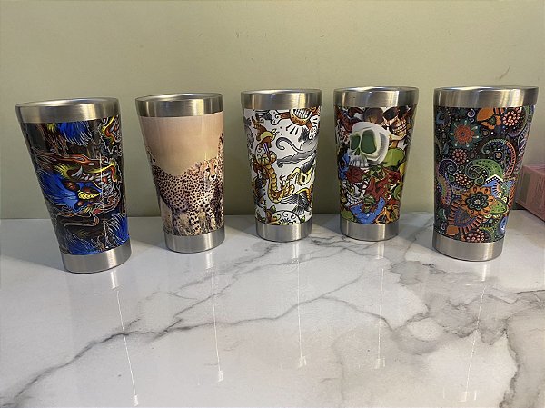 彩绘 啤酒杯  CX75  Copo Térmico com Tampa e abridor 550ml Cerveja Café Inox Beer Cup Gelada Quente copos