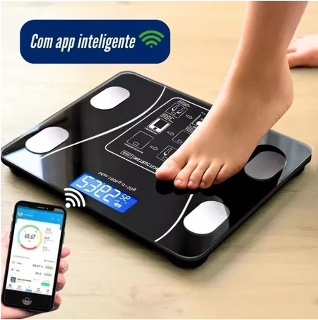 体脂秤 180KG Balança Digital Bioimpedancia Bluetooth Corporal Até 180kg Resultado Pelo Celular Profissional