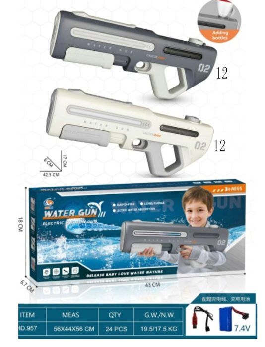 Arminha de Brinquedo Elétrica - Disparo Contínuo, Absorção Automática, Grande Capacidade, Longo Alcance e À Prova d'Água