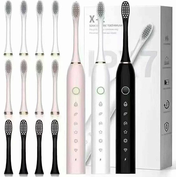 电动牙刷 Escova De Dentes Elétrica IPX7 Com Cabeça Substituivel inteligente Ultrassônico À Prova D'água CX200