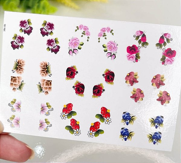 Adesivos de unhas mini florais 166-0166