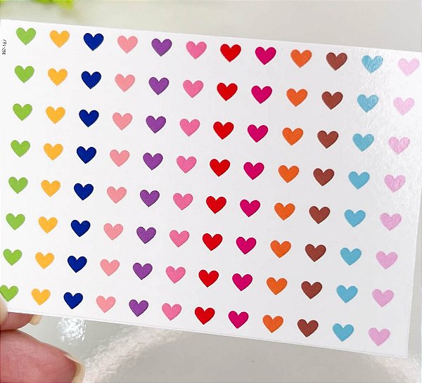 Adesivos de unhas corações coloridos pequenos 167-0167